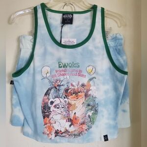 Vintage Look Star Wars Ewoks Tank Top Shorts Lounge Set In Sky Blue Tye Dye